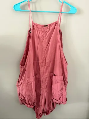 🪸Billabong Wild Pursuit Pink Romper Shorts Overalls Jumper Bibs🪸 ~medium thumbnail 5