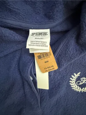 PINK - Victoria's Secret polo style cropped pullover with Laurel Emblem - sz medium NWT thumbnail 3