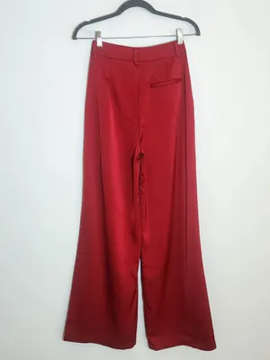 Lulus Red Satin Wide Leg Pants Size Small NWT thumbnail 5