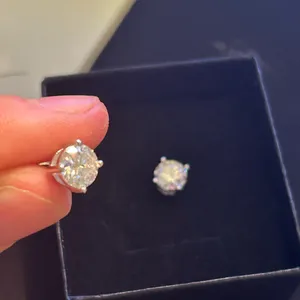 Kay Jewelers GRA CERTIFIED PASSES Moissanite Earrings 7mm Or 2.5 Carats 925 Silver (RE thumbnail 2