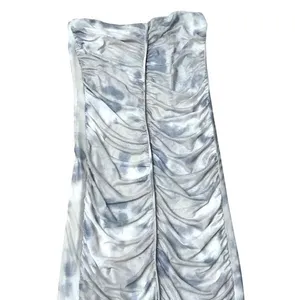 Zara Womens Strapless Ruched Mesh Maxi Dress Gray White Glam Luxe Sultry Small‎ thumbnail 12
