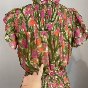 Entro Saturday In The Park Floral Mini Smocked Dress Size Small thumbnail 14