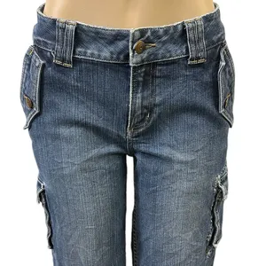 Bob Timberlake Denim Embroidered Wide Leg Cargo Denim Capri Blue Jeans Womens 10 thumbnail 5