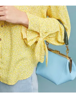 Maeve Anthropologie Blithe Button-Down Top size 12 Bow Detail Sleeve peasant thumbnail 3