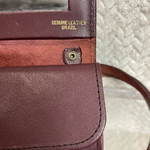 Vintage Burgundy‎ Genuine Leather Mini Crossbody Belt Bag Classic Minimalist thumbnail 6