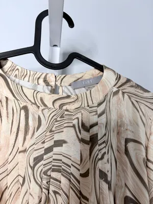 TART Collections Maya Top Cream Tan Marble Moire Print Blouse NWT M thumbnail 4