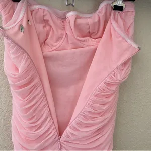House of CB “Sofia” Fairy Pink Mesh Maxi‎ Dress strapless NWOT like fornarina XL thumbnail 12
