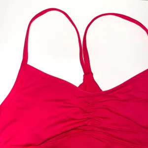 Athleta Hot Pink Ruched Keyhole Back Unlined Sports Bra thumbnail 3