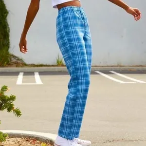 ✨Brandy Melville Tiden Plaid Blue One Size Pants✨ thumbnail 4