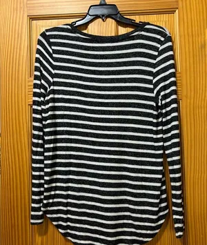 Striped Black and White Women's Top thumbnail 2