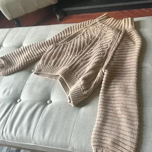 Free People Chunky Knit Turtle‎ Neck Cropped Sweater Size Small thumbnail 3