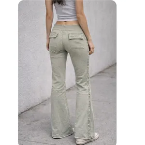 Hollister Y2K Low Rise Drawstring Flare Sweatpants Sage Green Small thumbnail 3