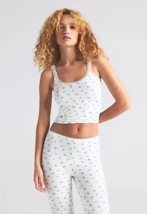 Skims soft lounge lace cami Color blue garden print thumbnail 1