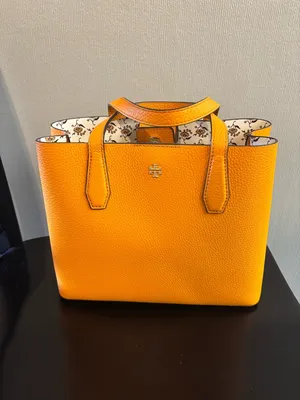 Tory Burch Bright Yellow Pebbled Leather Mini Tote with Strap thumbnail 3