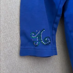 Distinct Blue Holiday V-Neck Top with Rhinestone Santa thumbnail 2