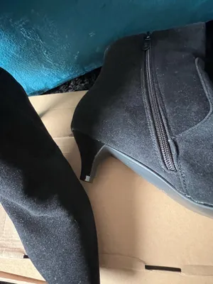 Black Faux Suede Pointed Toe Kitten Heel Ankle Booties US 11 EU 42 New thumbnail 5