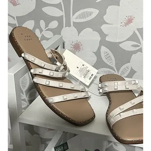 A New Day Strappy Slide Sandals Studded Beige/White Women’s US 8 thumbnail 2
