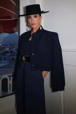 ZARA Casual Bomber Jacket Coat Navy Blue Cropped Blogger thumbnail 10