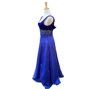 VTG ZumZum Prom Dress Gown 3/4 Blue Velvet Unconventional Lace Formal‎ Glam 90s thumbnail 4