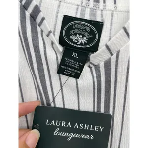 Laura Ashley Striped Tank Top Cami Sleeveless White Gray Womens Size XL NEW thumbnail 6