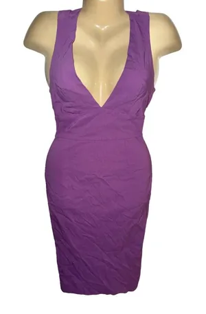 ASOS Purple One-Shoulder Plunge V-Neck Bodycon Dress thumbnail 1