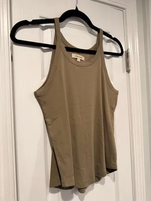 NWOT Madewell Size L Tan Brown Thin Strap Ribbed Supima Racerback Tank Top thumbnail 4