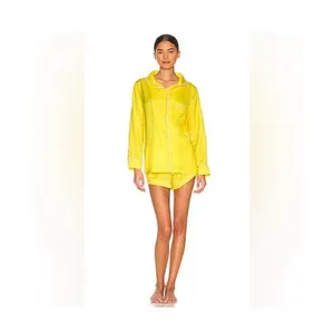 Revolve Plush‎ Pajamas Women’s Yellow 2 Piece Set Button Up Top And Shorts $154 thumbnail 12