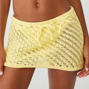 Frankie’s Bikinis NWT Daffodil Yellow Crochet Beach Mini Skirt, M thumbnail 1