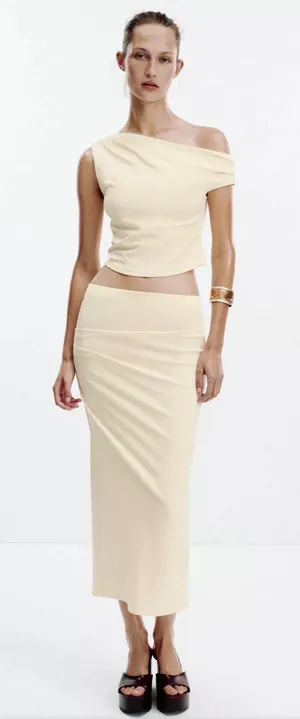 ZARA Textured Midi Skirt thumbnail 1