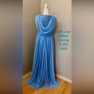 #678 Homecoming/Holiday Cinderella Blue V-neck Sequins-Small/Size 4-6 thumbnail 3