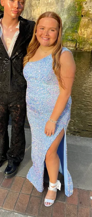 Blue Sherri Hill Prom Dress Sequin thumbnail 1