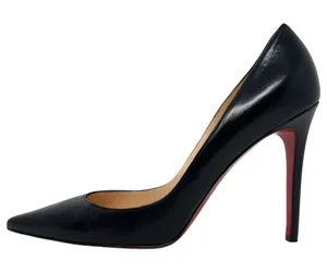 Christian Louboutin Pigalle 100 Black Leather Pointed Toe Stiletto Pumps EU 38 thumbnail 1