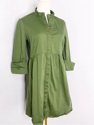 Tuckernuck Green Mock Neck Shirt Dress Small Cotton Blend thumbnail 6