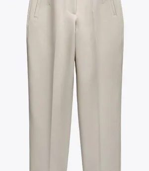 Zara Cream Trousers with Classic Pleats thumbnail 1