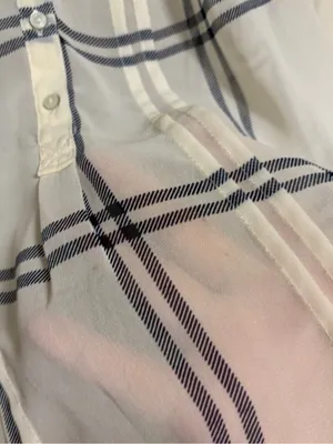 Abercrombie & fitch white and blue plaid sheer top size medium thumbnail 5