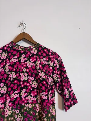 ASOS Pink and Green Mini Floral Print Half Sleeve A-Line Dress thumbnail 4