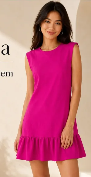 Maia Bright Pink Ruffle Hem Sleeveless Dress Size 6 thumbnail 1