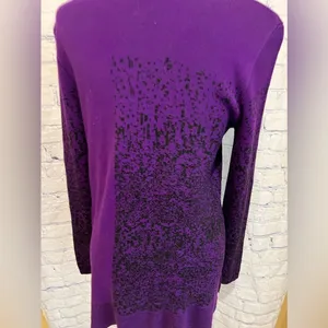 Grace Purple And Black Long Sleeve Rayon Polyester Blend Sweater Size Large thumbnail 5