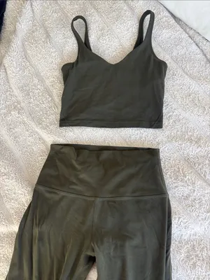 Lululemon olive green align set top size 2 leggings size 6 thumbnail 2