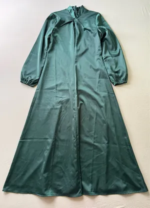 Boutique Twist Neck A-Line Satin Maxi Dress thumbnail 1