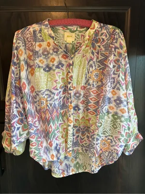 Maeve Anthropologie Boho Aztec Print Kimono Blouse Oversized Small thumbnail 1