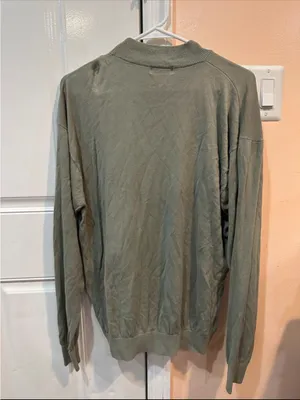 Men's Olive Green Mock Neck Sweater Size L thumbnail 3