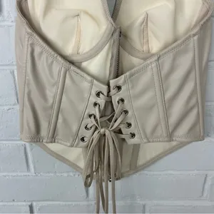 Urban Outfitters Out From Under Cream Faux Leather Halter Corset Top Size M thumbnail 9