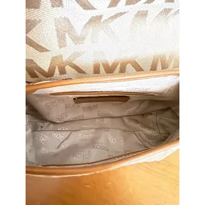 Michael Kors Small Signature Series Crossbody Tan Logo‎ Canvas Brown Leather thumbnail 8