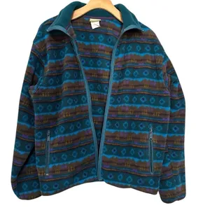 L.L. Bean Vintage Womens Size M Blue Tribal Southwestern Fleece Full Zip Jacket thumbnail 3