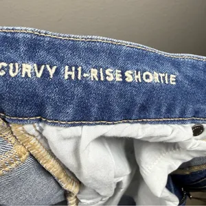 American Eagle High-Rise Blue Denim Roll-Cuff Women's Shorts SZ:6 thumbnail 7