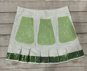 NWT QUEEN OF SPARKLES - LIME SEQUIN PLEATED SKORT Size Large thumbnail 1