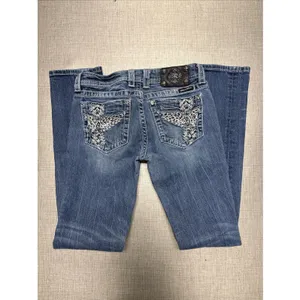 Miss Me Women’s Jeans Size‎ 28 x 32 Blue Skinny Embellished Wings Bling Y2k thumbnail 6