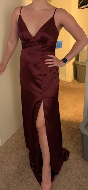 David's Bridal Wine Floor Length Formal Dress thumbnail 4