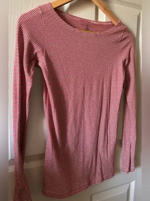 Brandy Melville Pinstriped Long Sleeve Boatneck Fall Top Indie Sleaze Y2K Party thumbnail 3